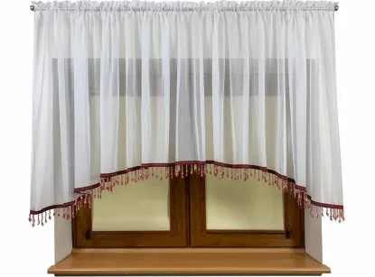 Firana Bea koralik bordo woal  kresz 380 cm x 115 cm