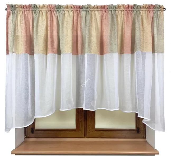 Firana Ariel woal kresz żółto - łososiowa