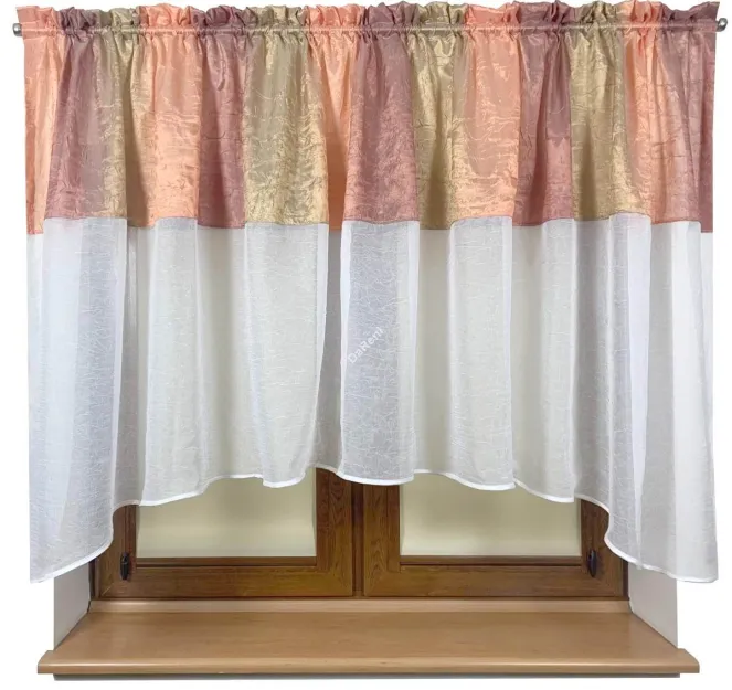 firana połączony woal kresz z kolorową górą 